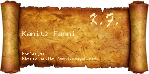 Kanitz Fanni névjegykártya